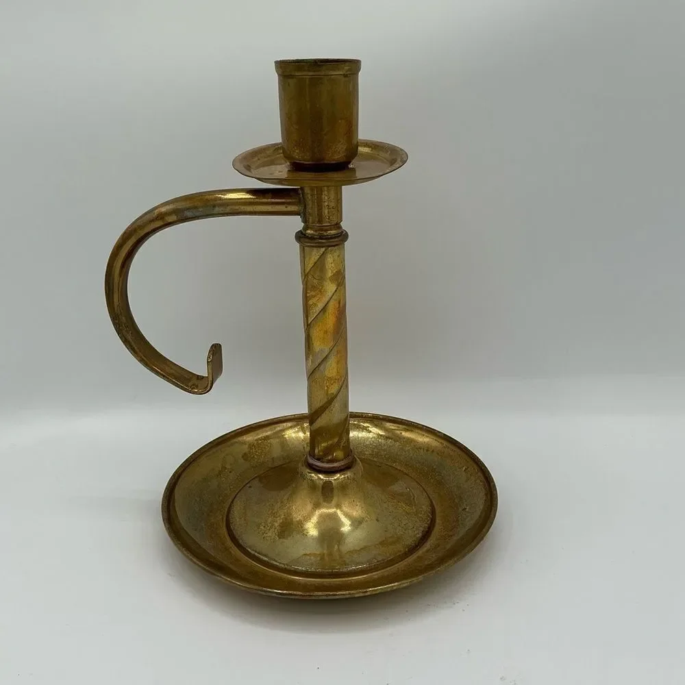 Vintage brass chamberstick candle holder